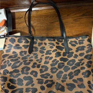 Coach Leopard Print Tote - Brown and Black